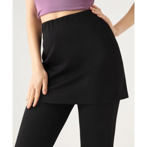 OGL Effortless Skirted Flare Leg Pants Black Sz MED Stretch Neutral Modest - Picture 3 of 9